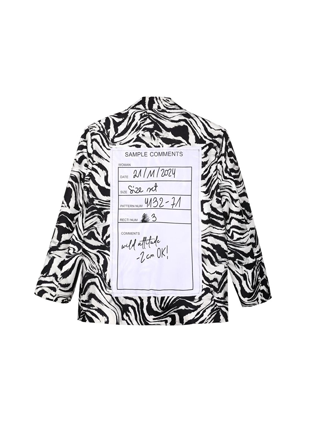 QUZU Siyah Zebra Desenli Oversize Blazer Ceket Siyah - 1