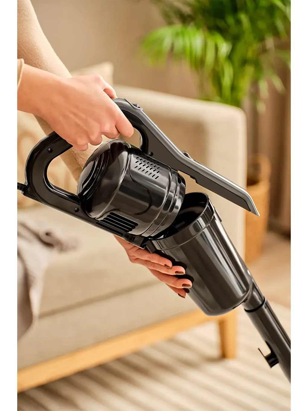 Dustrider 1265H 2 in 1 Kablolu Toz Torbasız Dikey Süpürge Siyah Gri-2