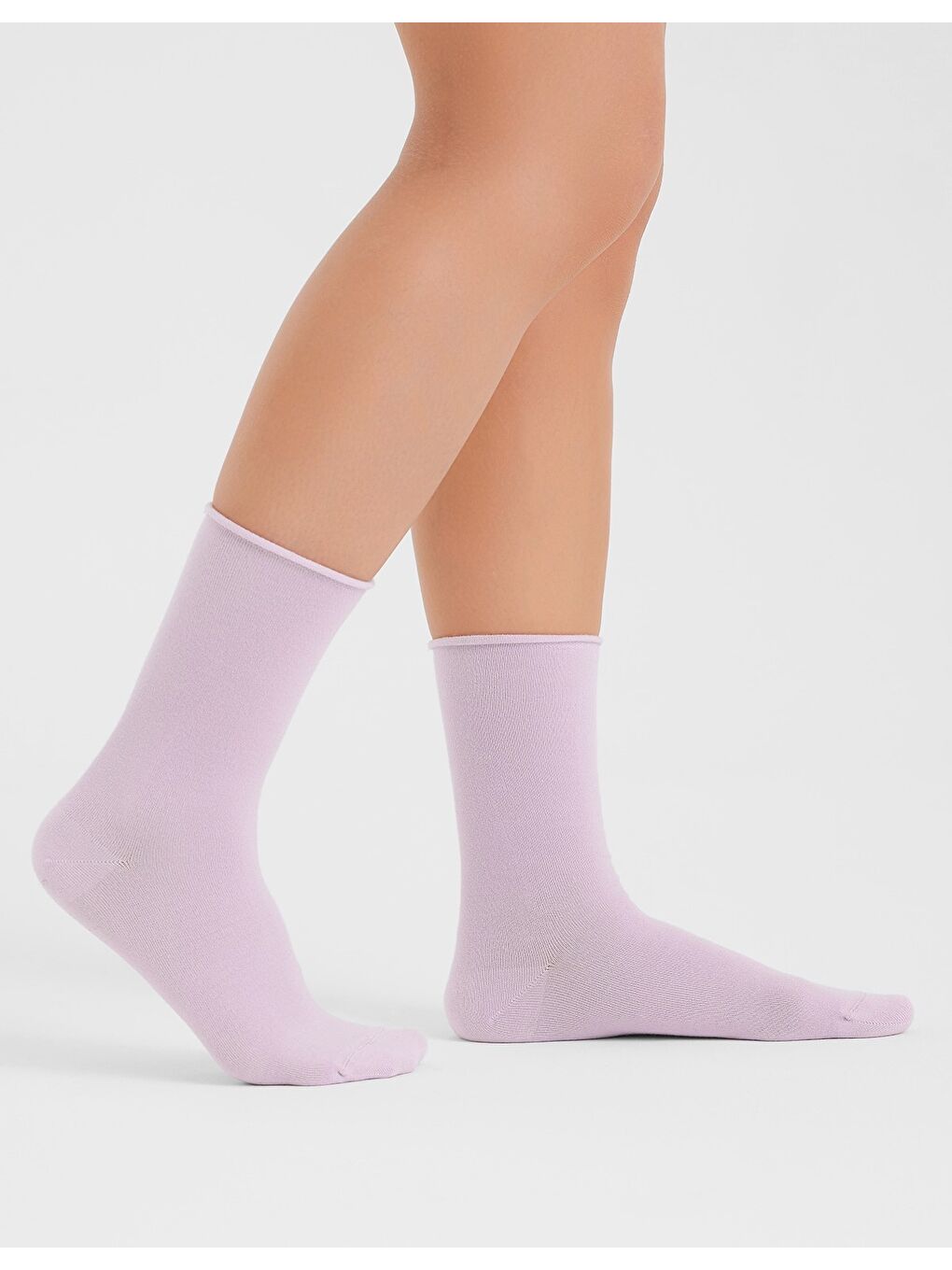 Lila Lavanta Rengi Modal Lastiksiz Dikişsiz Kadın Soket Çorap 36-41-1
