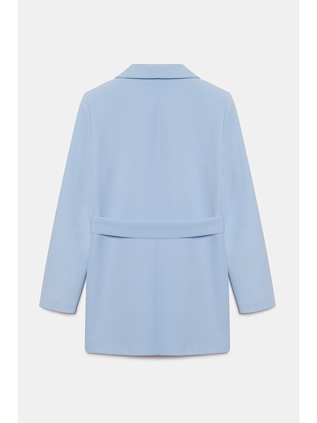 Bebe Mavi Kadın Tek Düğmeli Dokuma Kruvaze Blazer Ceket - Kuşaklı-4