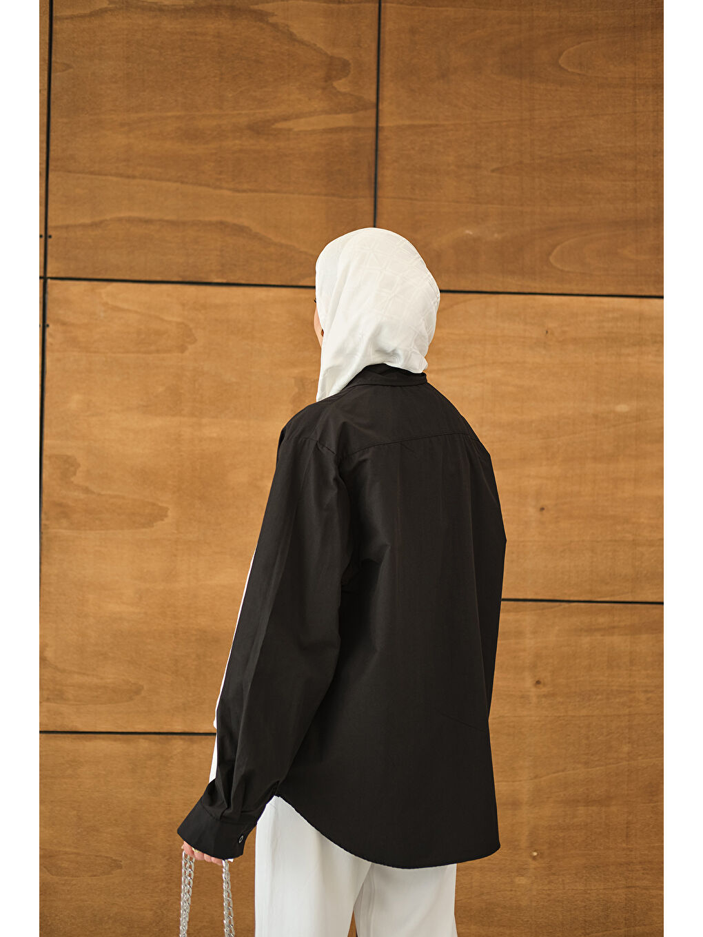 Kadın Geniş Kesim Gömlek Siyah-4