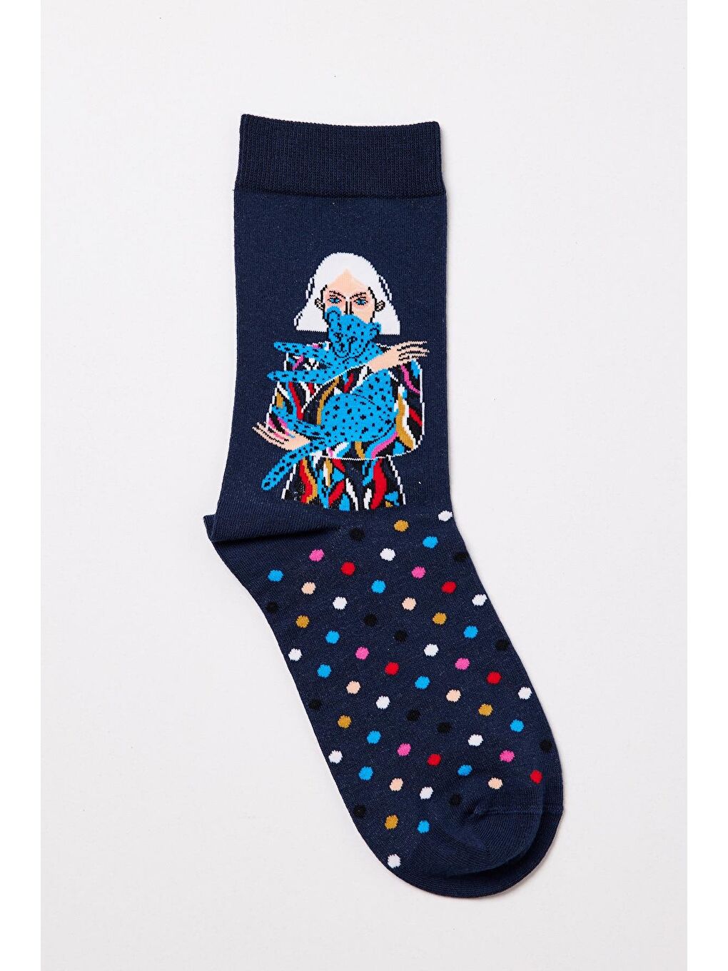 Kadın Figürlü Soket Çorap Lacivert
