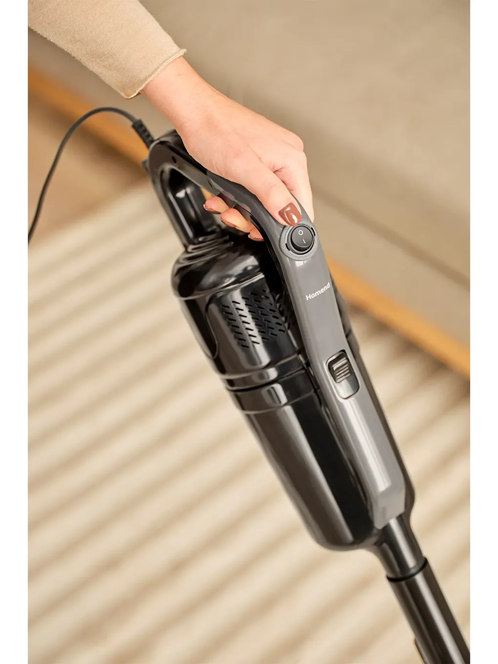 Dustrider 1265H 2 in 1 Kablolu Toz Torbasız Dikey Süpürge Siyah Gri-4