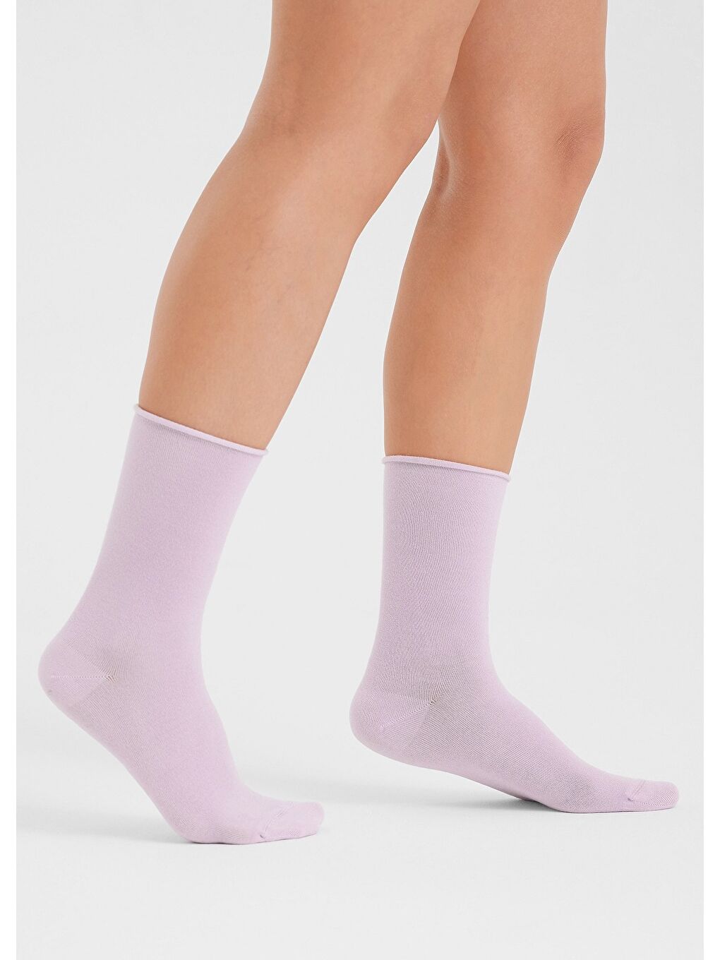 Lila Lavanta Rengi Modal Lastiksiz Dikişsiz Kadın Soket Çorap 36-41-3