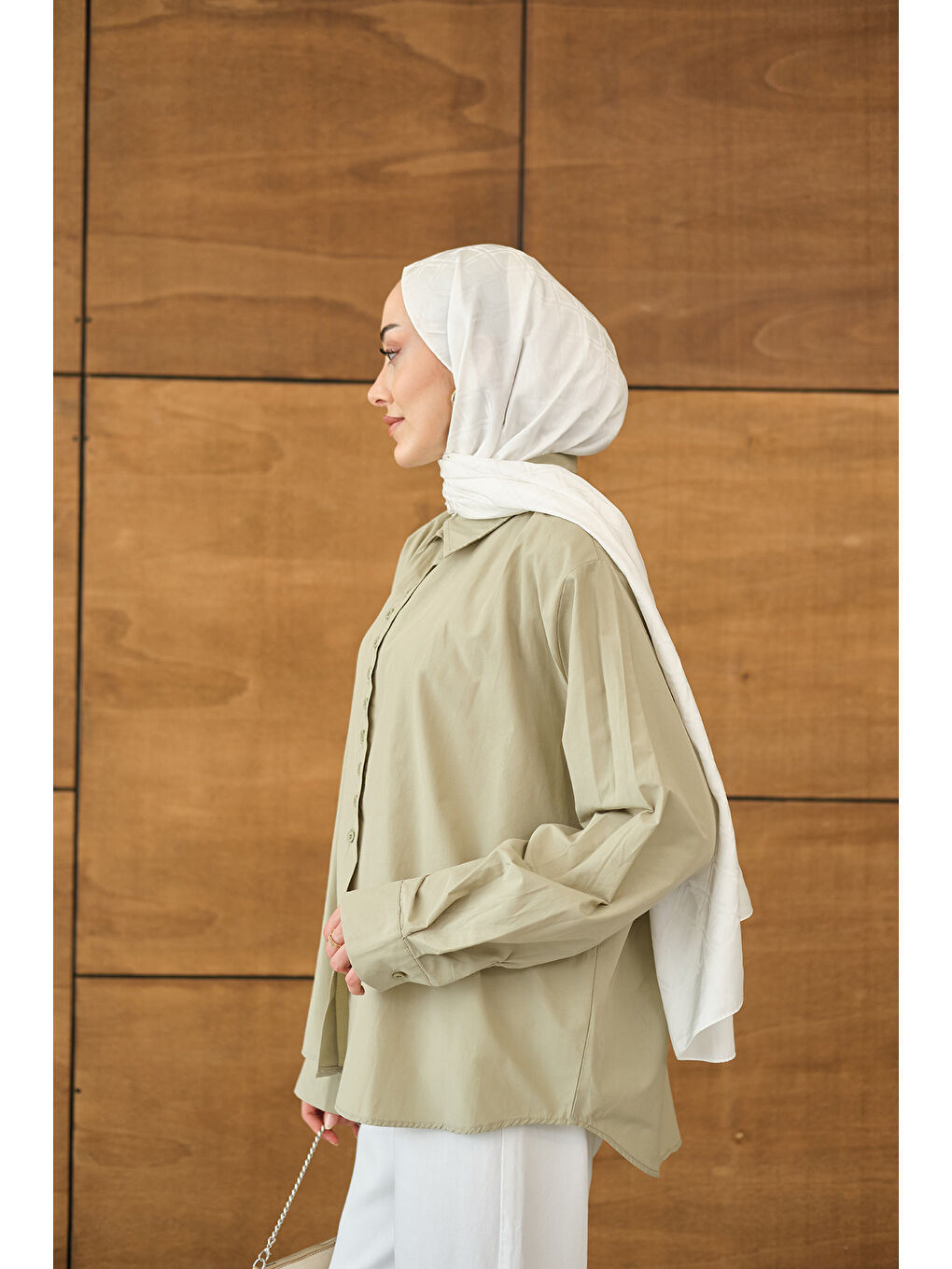 Kadın Geniş Kesim Gömlek Küf Yeşil-3