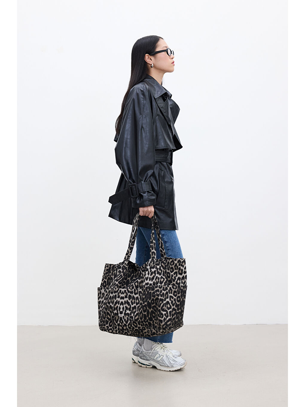 Deri Oversize Trençkot Siyah-1