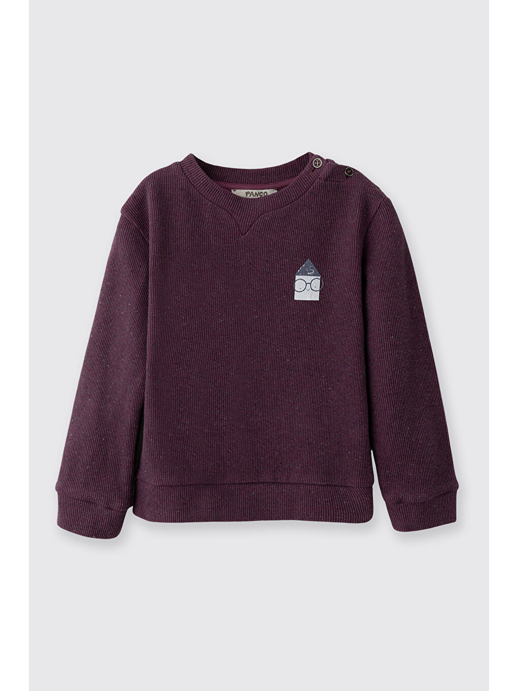 Erkek Bebek Yakası Düğmeli Bordo-Melanj Sweatshirt
