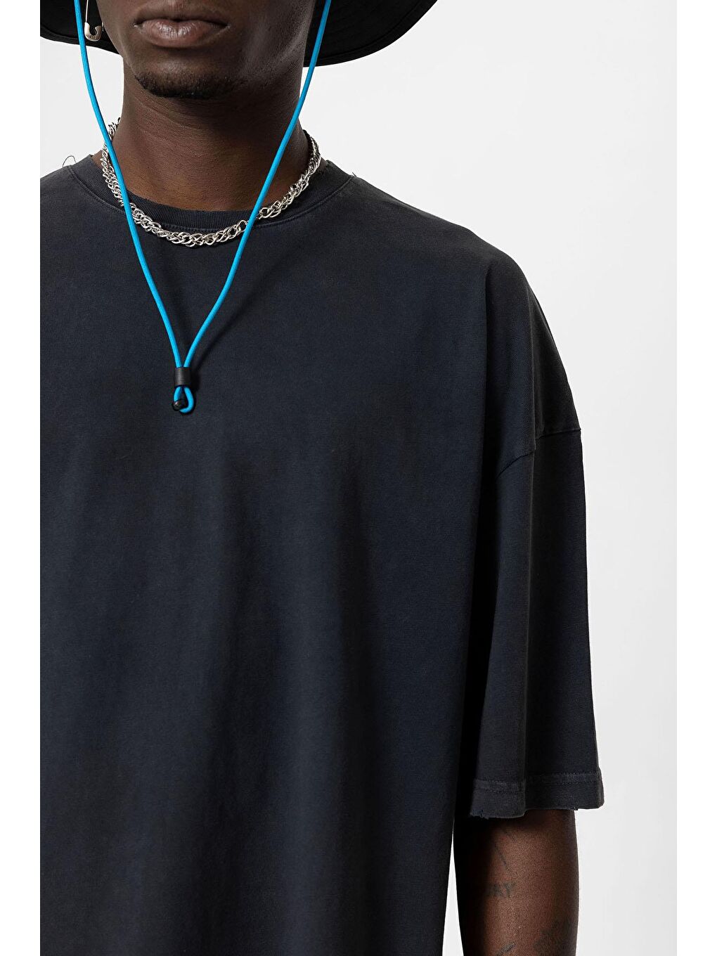 Yıkamalı Oversize Basic Tişört Siyah-3