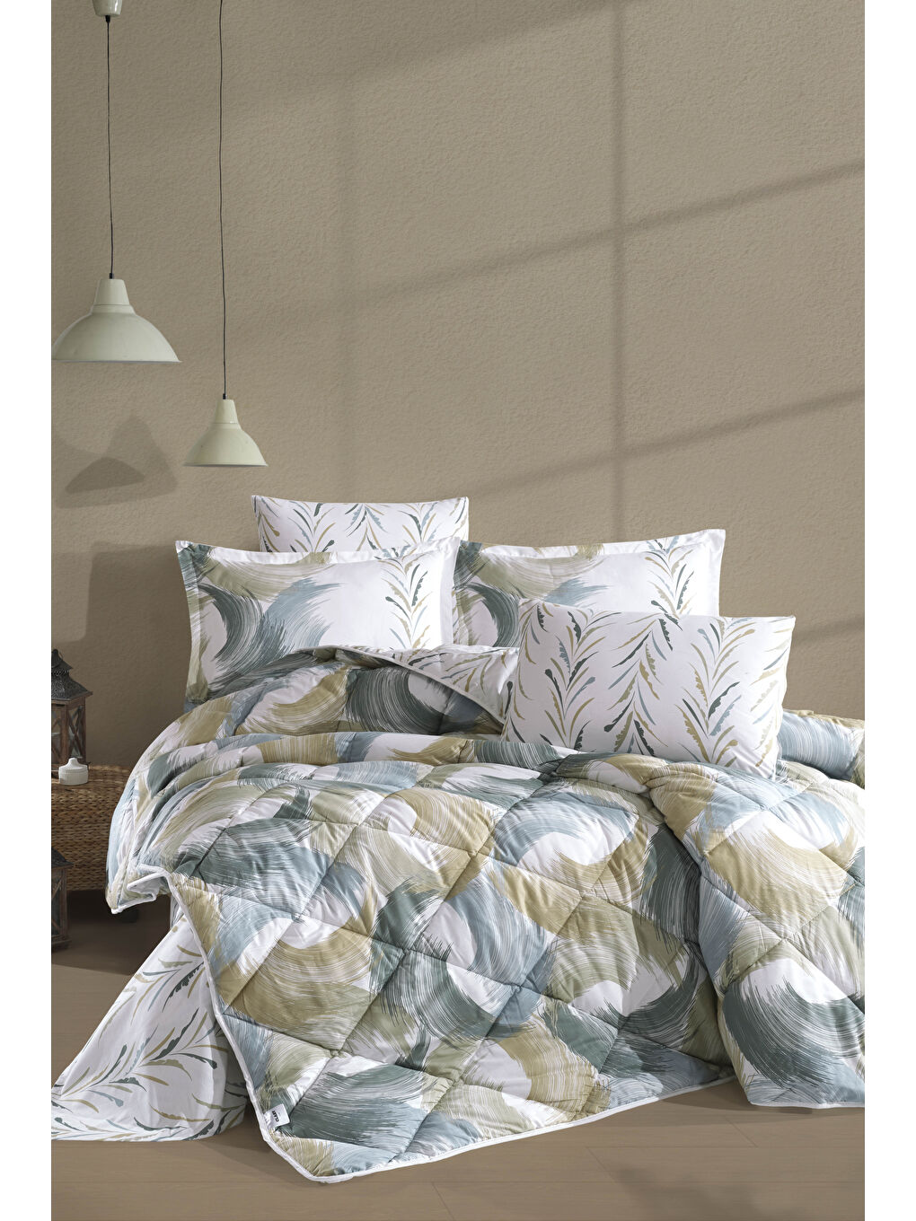 Yeşil Ranforce %100 Pamuk Çift Kişilik Uyku Seti Estiva