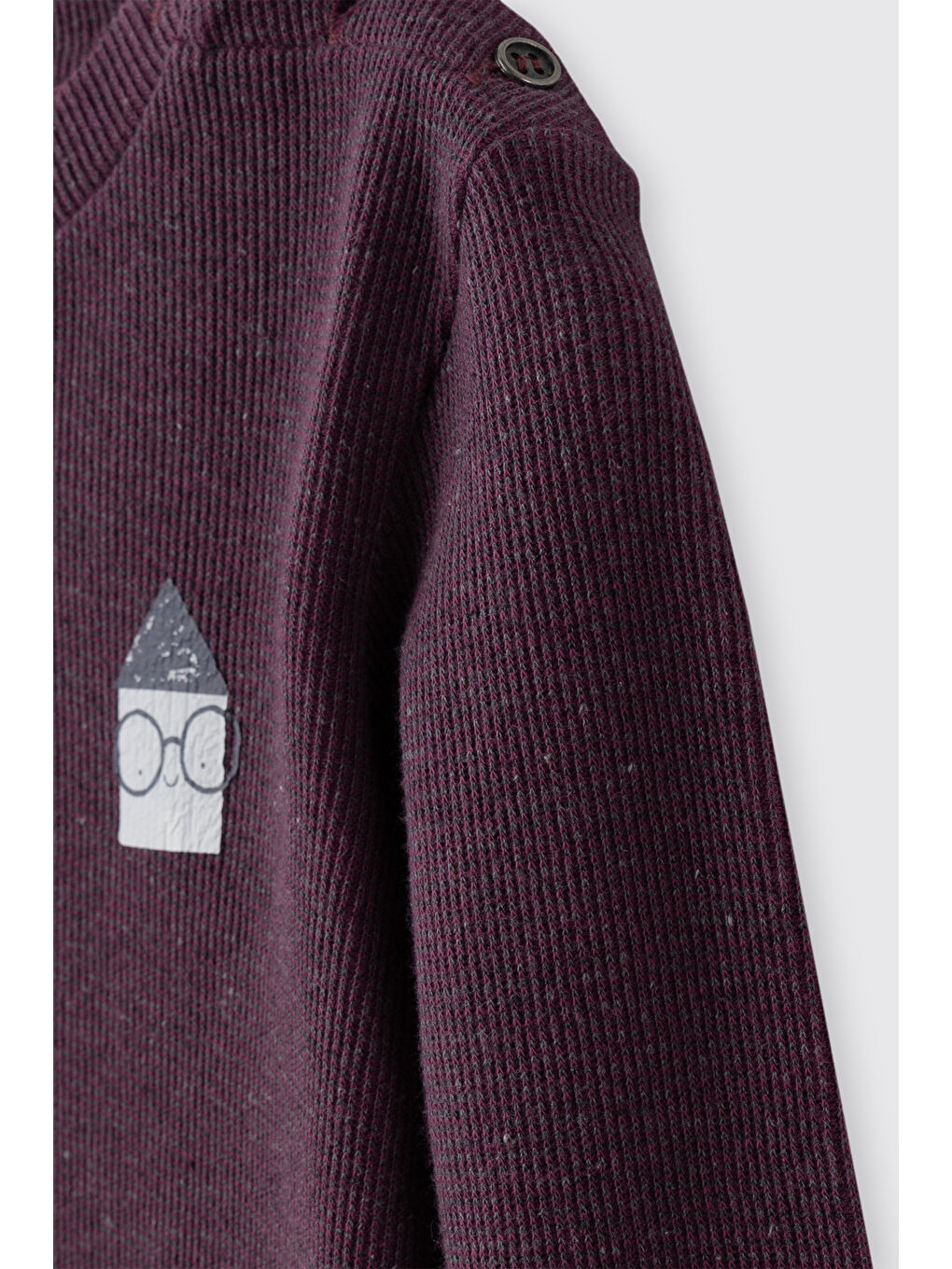 Erkek Bebek Yakası Düğmeli Bordo-Melanj Sweatshirt-2