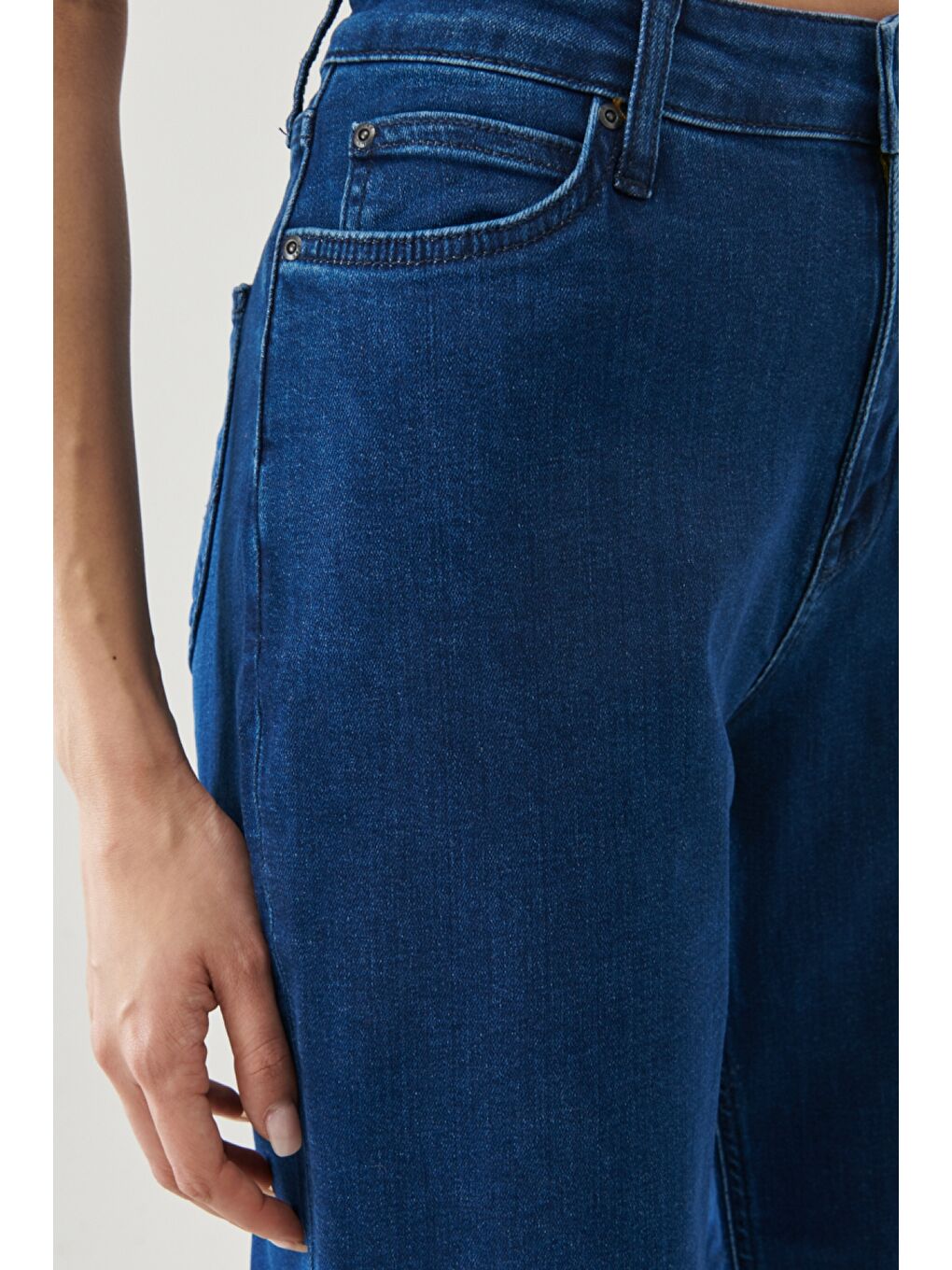 Mavi Wide Leg Fit Yüksek Bel Geniş Paça Esnek Jean Jean Pantolon-5