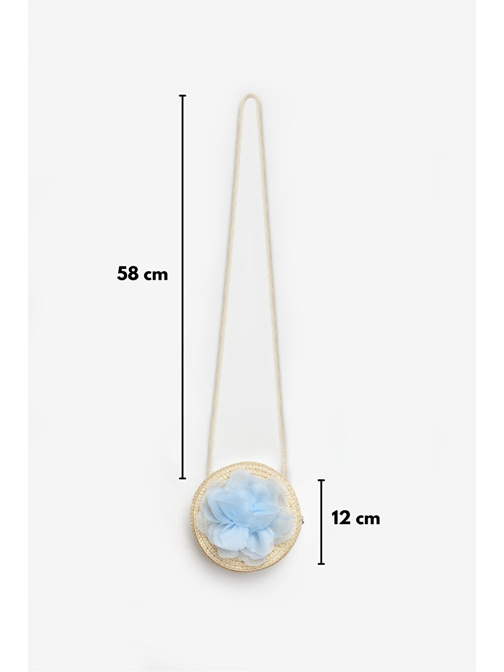 Mavi Gül Detaylı Kız Çocuk Hasır Çanta-2