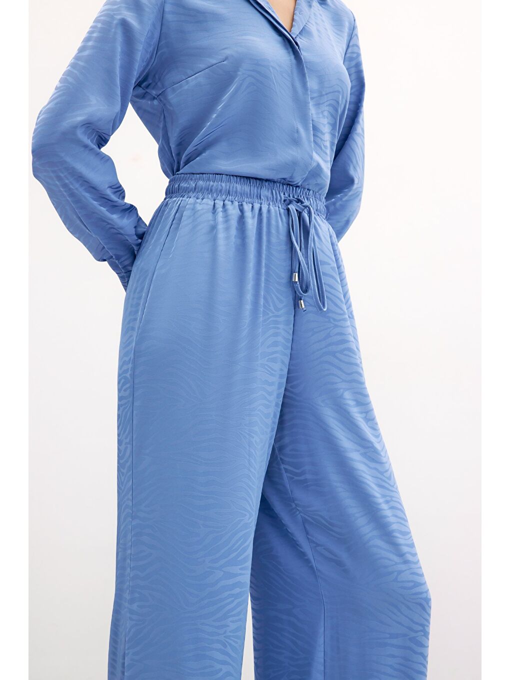 Zebra Desenli Salaş Pantolon - İndigo-2