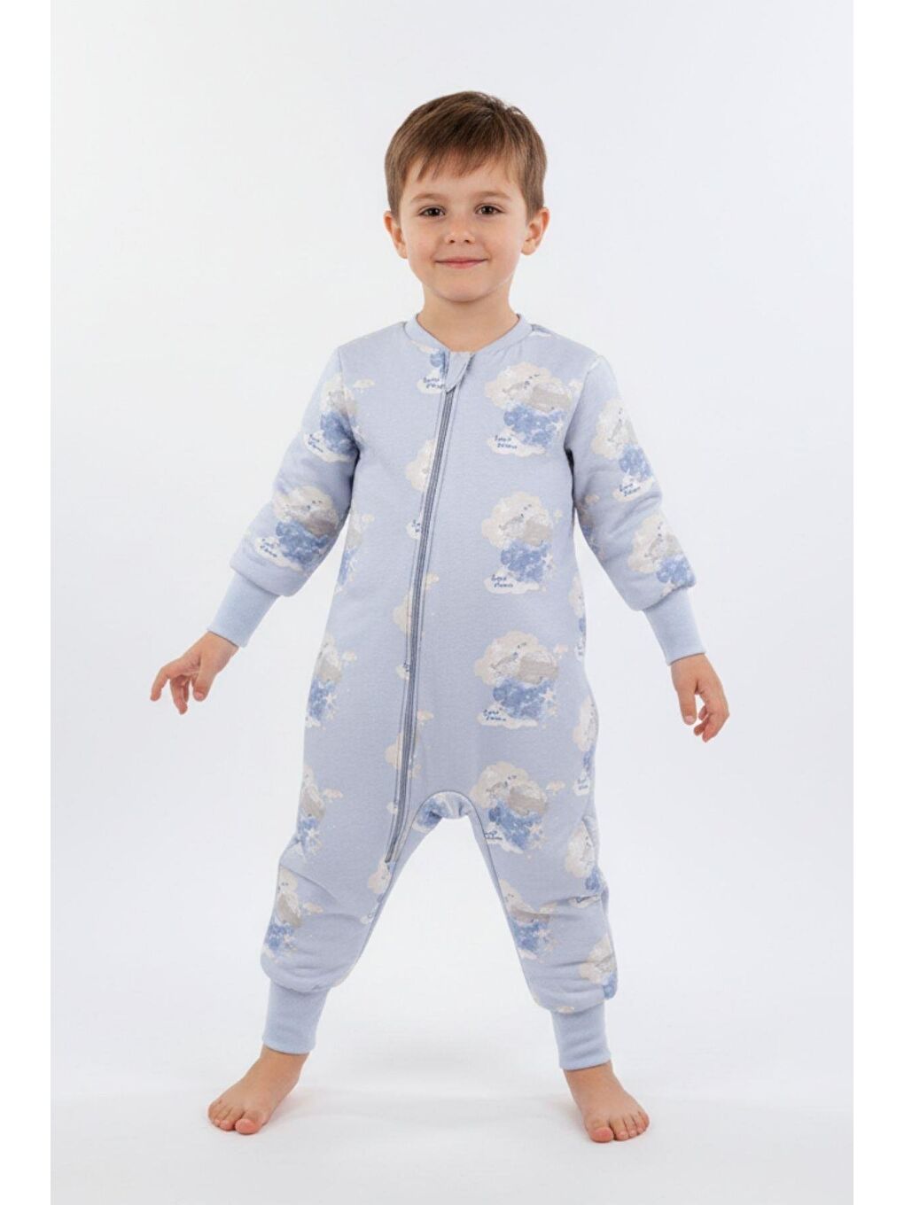 Mavi Erkek Çocuk Elyaf Dolgulu Premium Kalite 2 Tog Desenli Uyku Tulumu-2