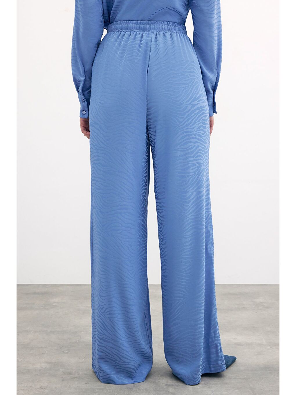 Zebra Desenli Salaş Pantolon - İndigo-5