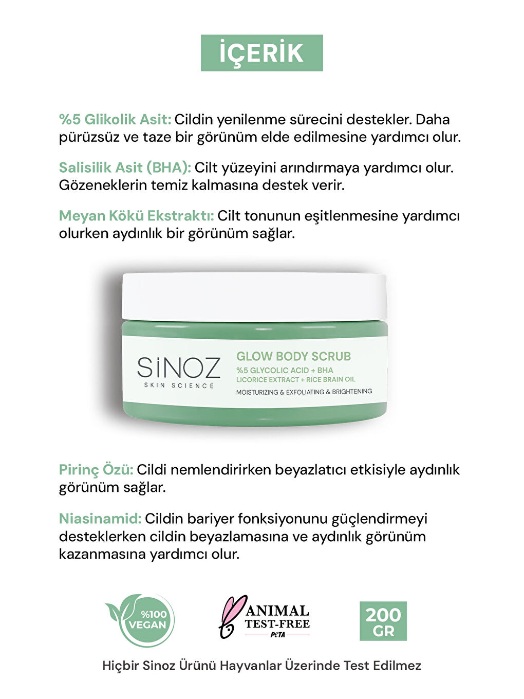 Nemlendirici, Arındırıcı ve Aydınlatıcı Glow Vücut Peelingi %5 Glikolik Asit 200 gr-2