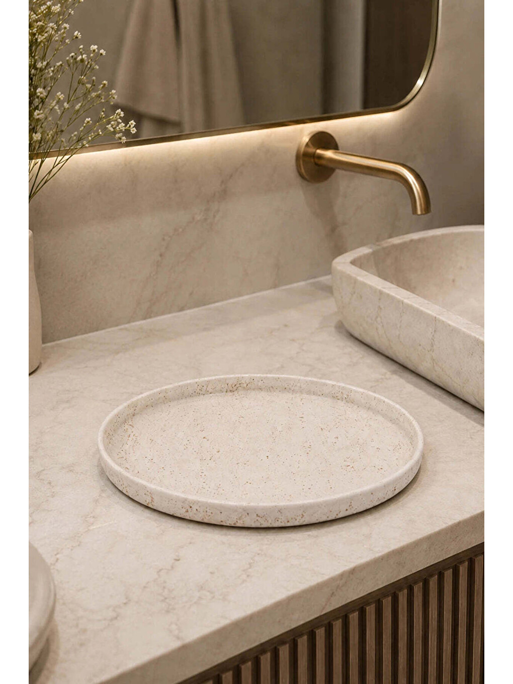 Travertine Tepsi Açık Bej-1