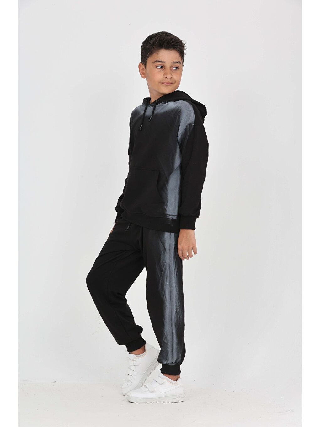 Siyah Erkek Çocuk Saturday Baskılı Eşofman Takım-1
