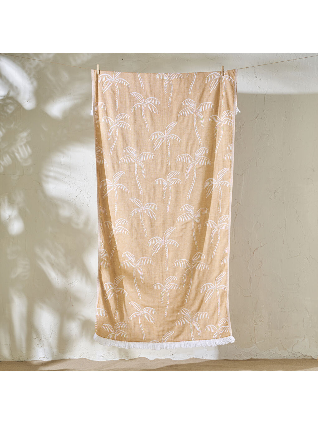 Sarı %100 Pamuk Palm Peştemal Hardal (90x160 cm)