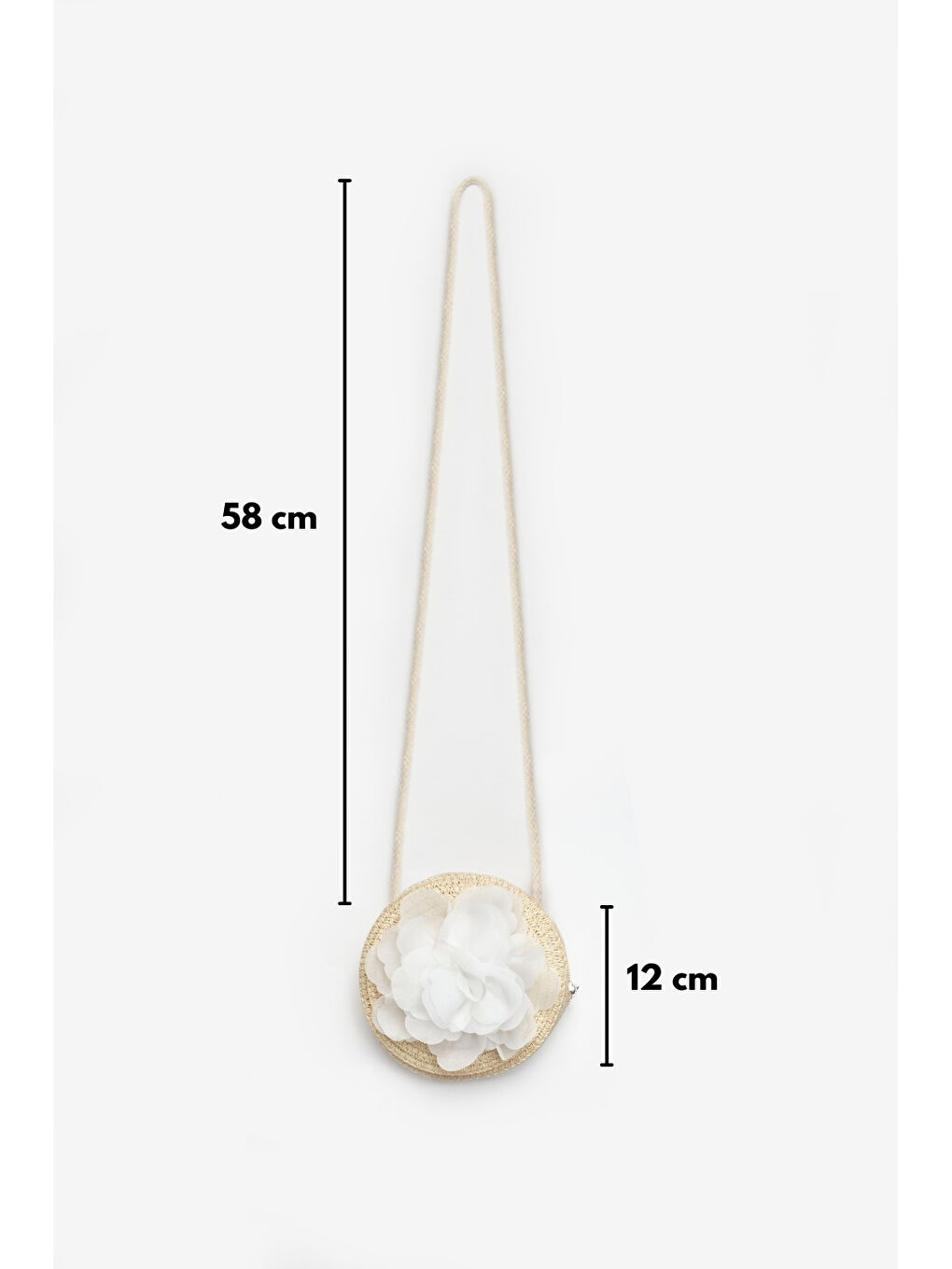 Beyaz Gül Detaylı Kız Çocuk Hasır Çanta-2