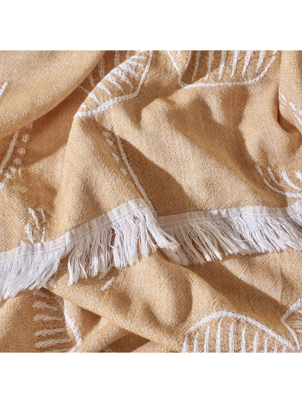 Sarı %100 Pamuk Palm Peştemal Hardal (90x160 cm)-1