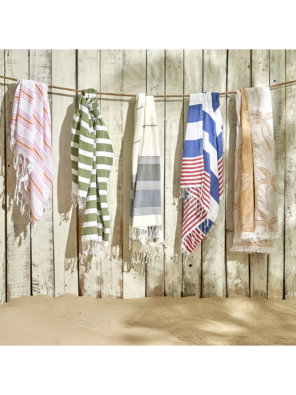 Sarı %100 Pamuk Palm Peştemal Hardal (90x160 cm)-2