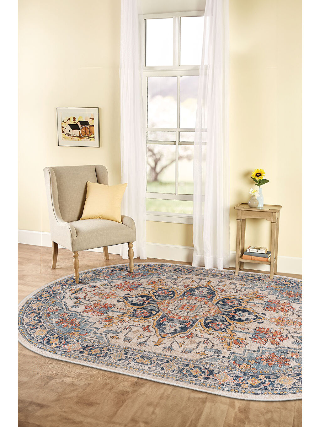 Turuncu Dekoratif Özel Tasarım Yıkanabilir,İnce, Kaymaz Tabanlı, Modern Halı-1