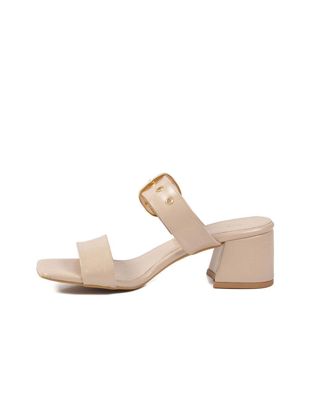 Bej Çift Bantlı Kadın Topuklu Terlik 318139 Z-1