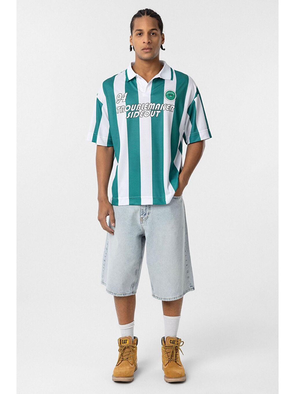 Oversize Polo Yaka Forma Tişört Yeşil