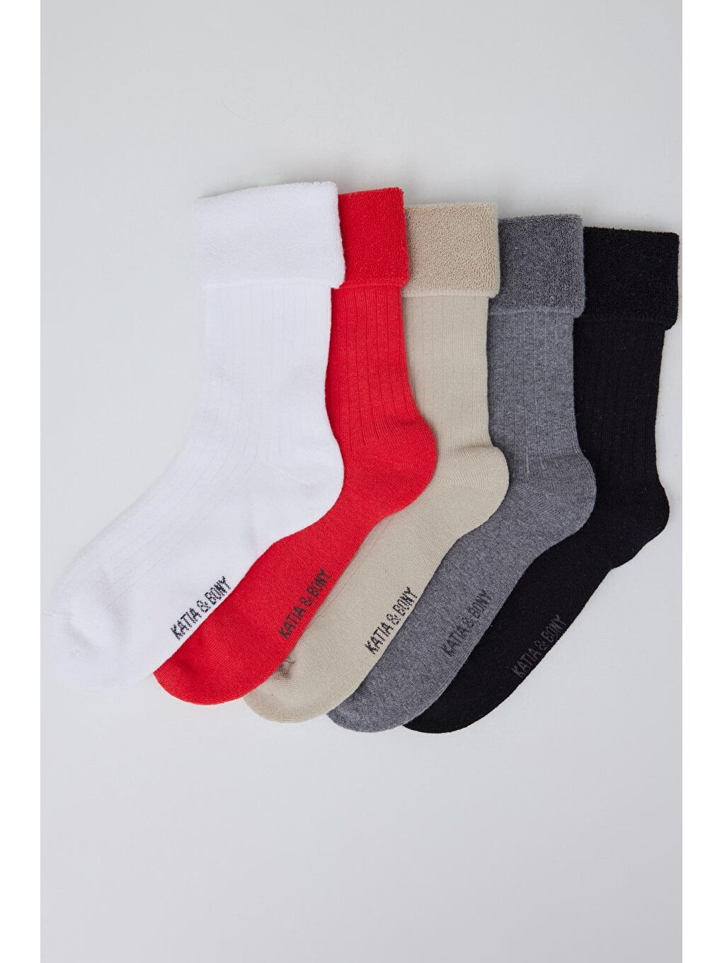 5'Li Paket Kadın Derby Soket Çorap Siyah Mix