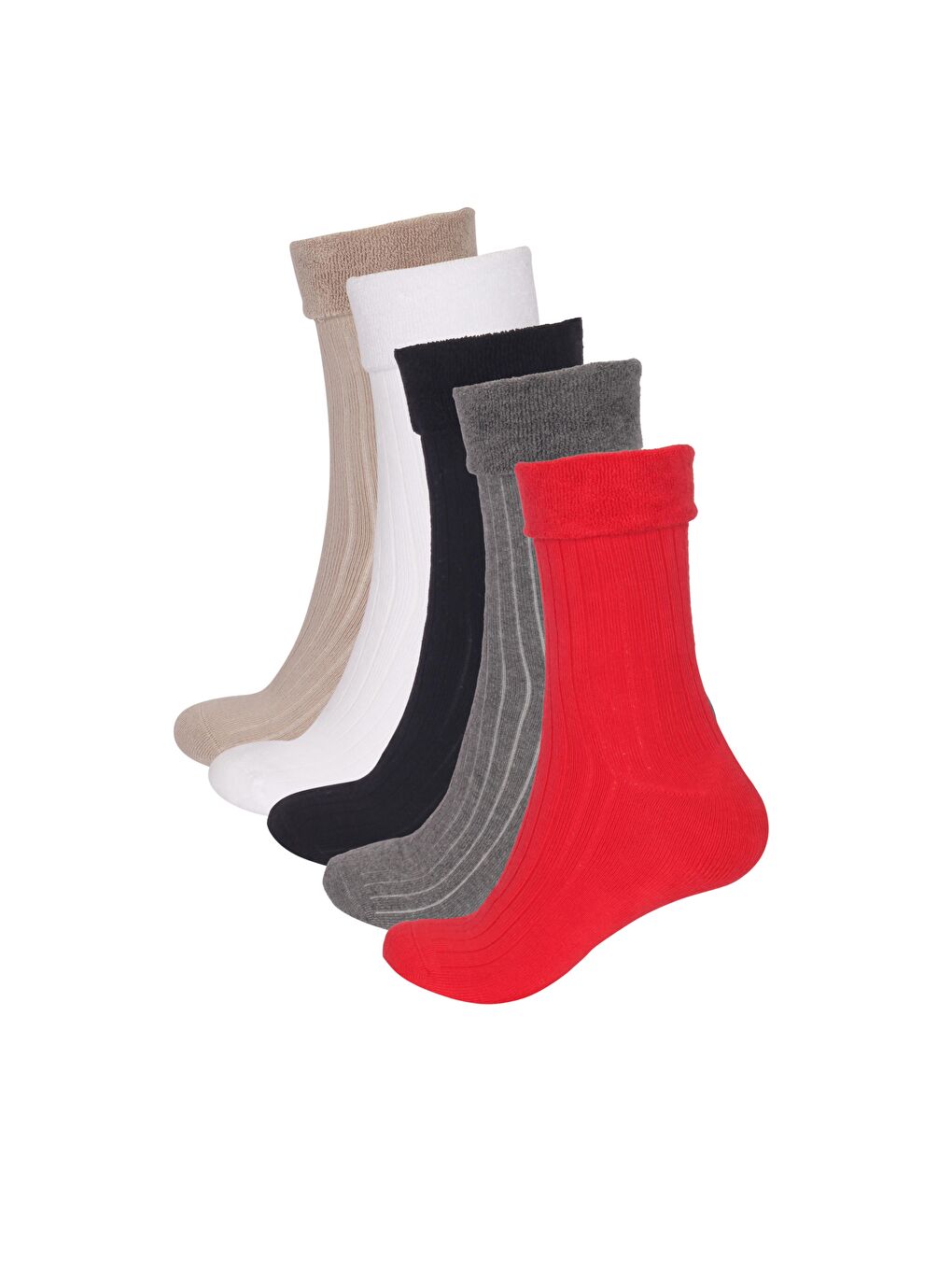 5'Li Paket Kadın Derby Soket Çorap Siyah Mix-2