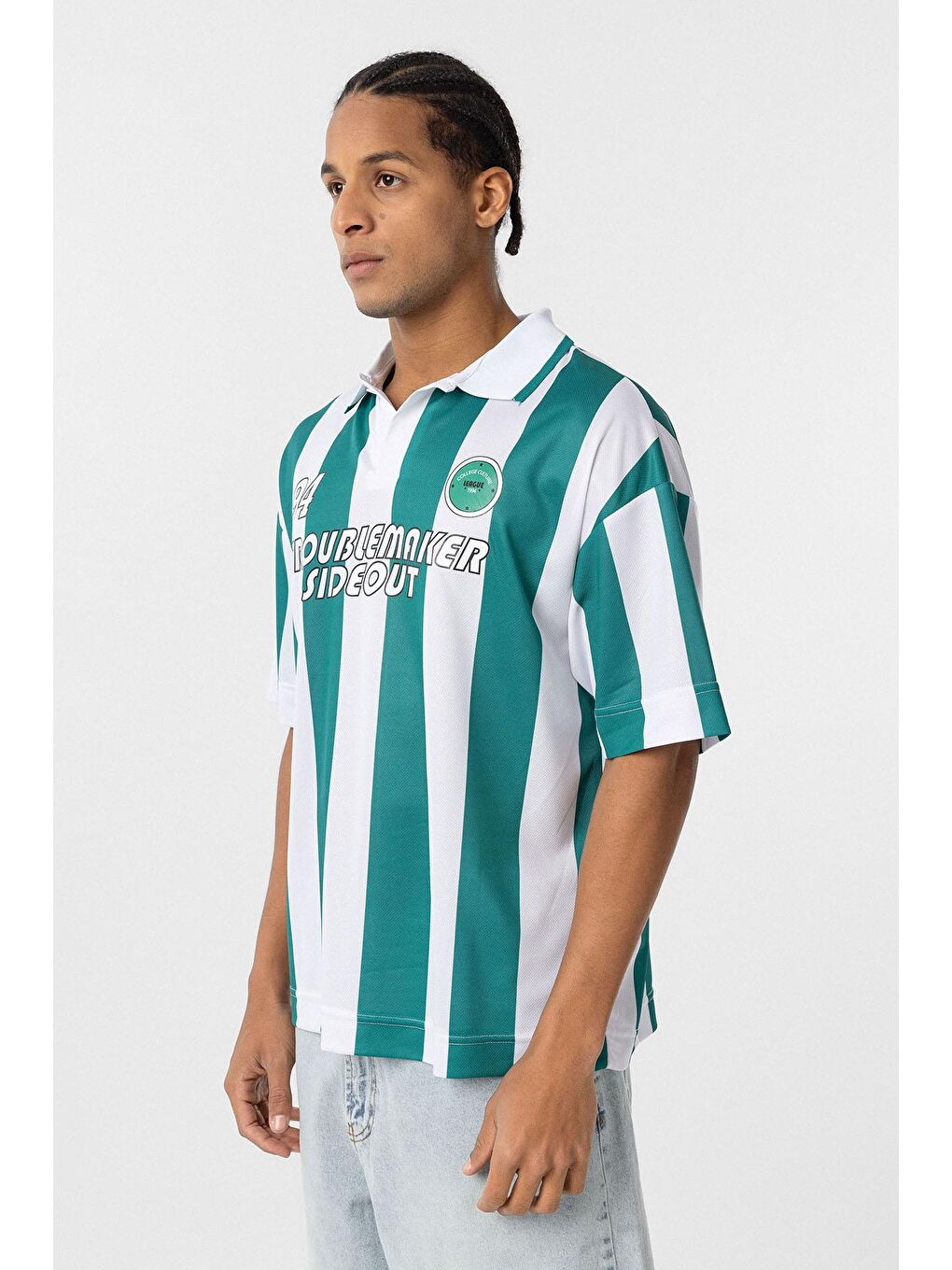 Oversize Polo Yaka Forma Tişört Yeşil-3