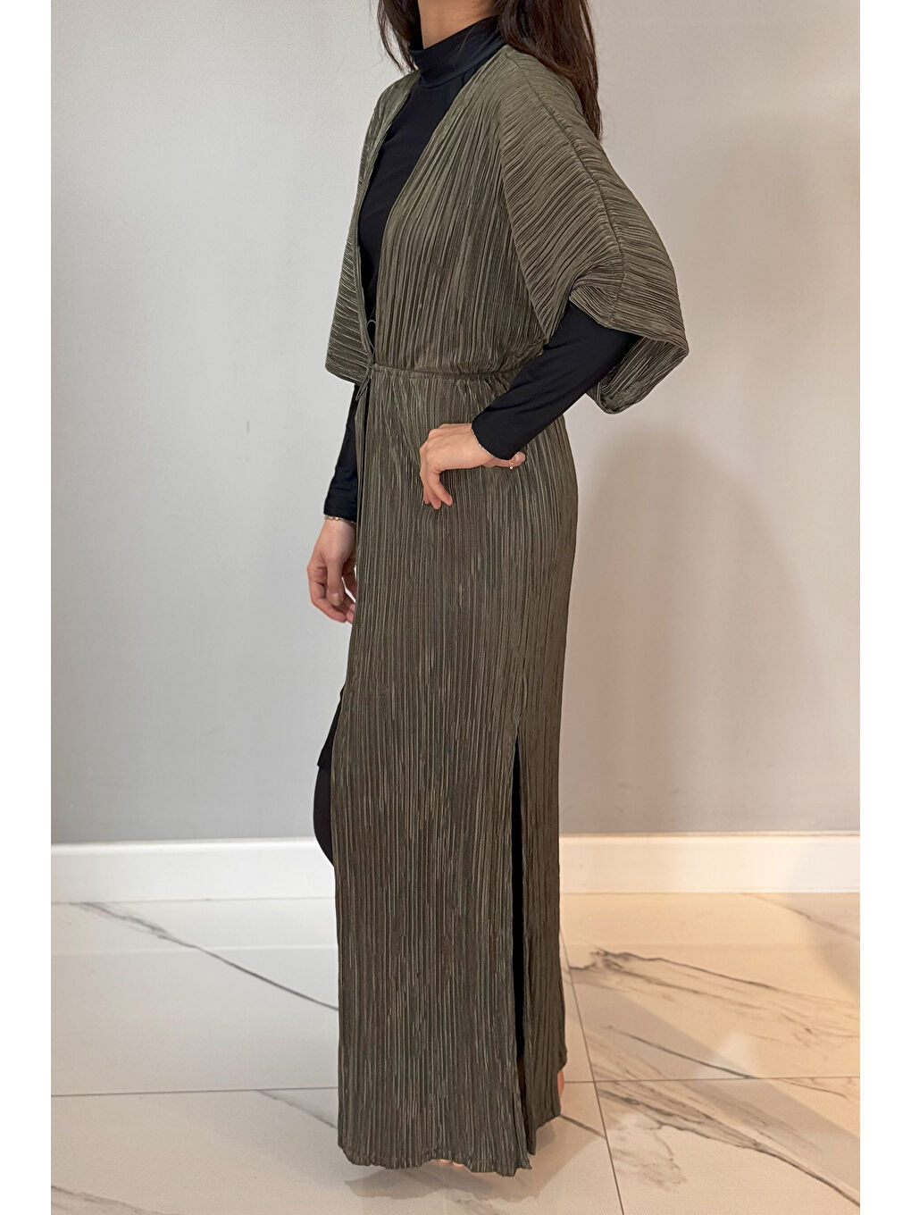 Piliseli Kimono Pareo Kaftan Bağlanabilir RPK004 Haki-1