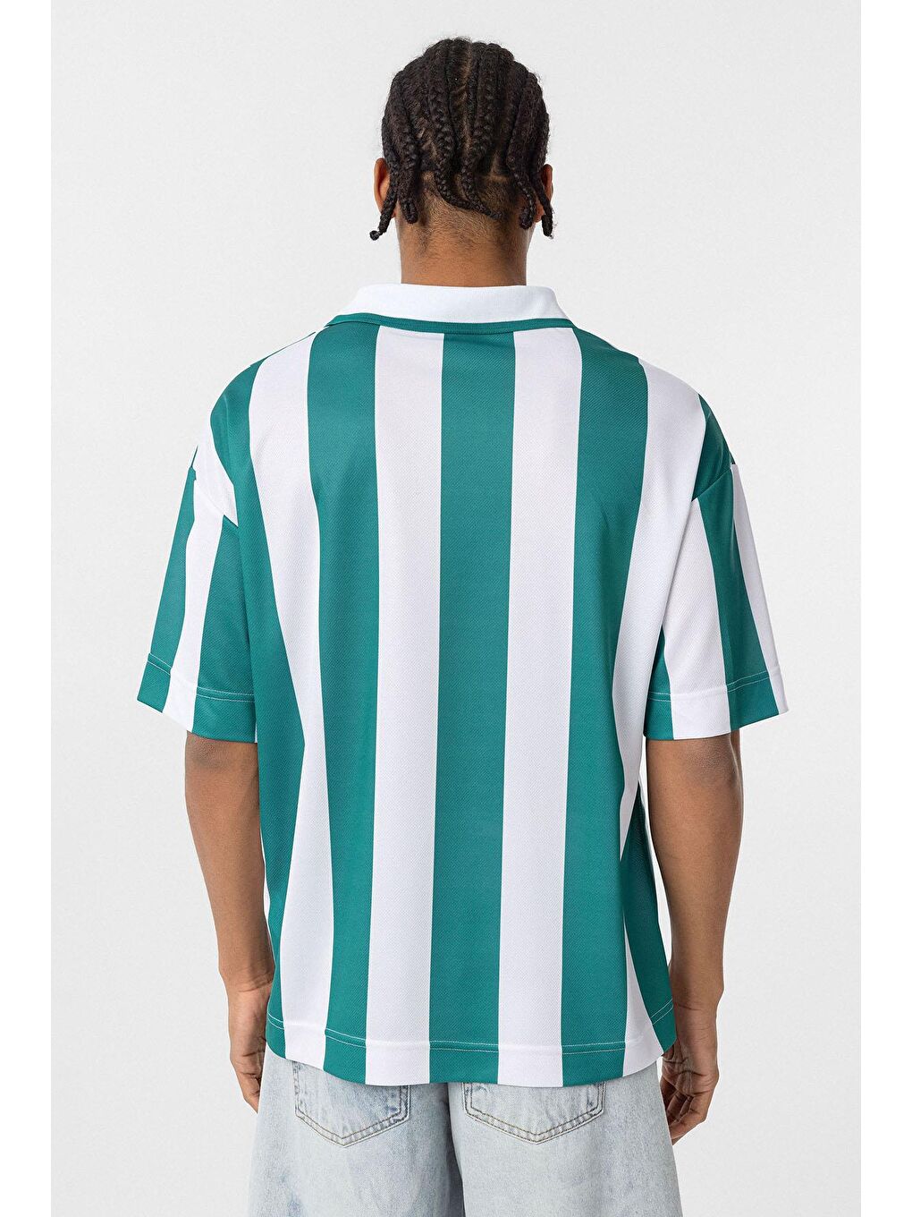 Oversize Polo Yaka Forma Tişört Yeşil-4