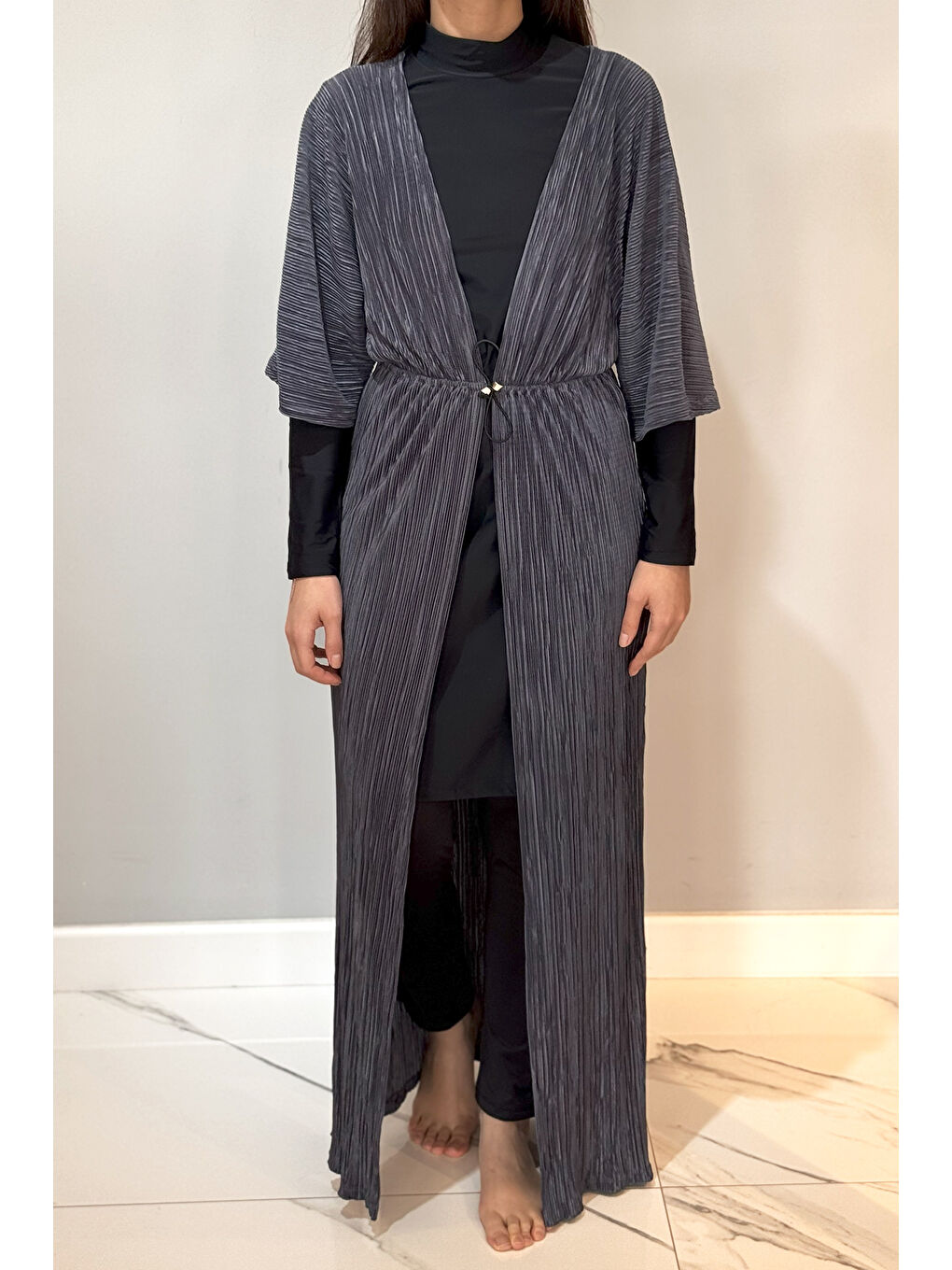 Piliseli Kimono Pareo Kaftan Bağlanabilir RPK004 Antrasit