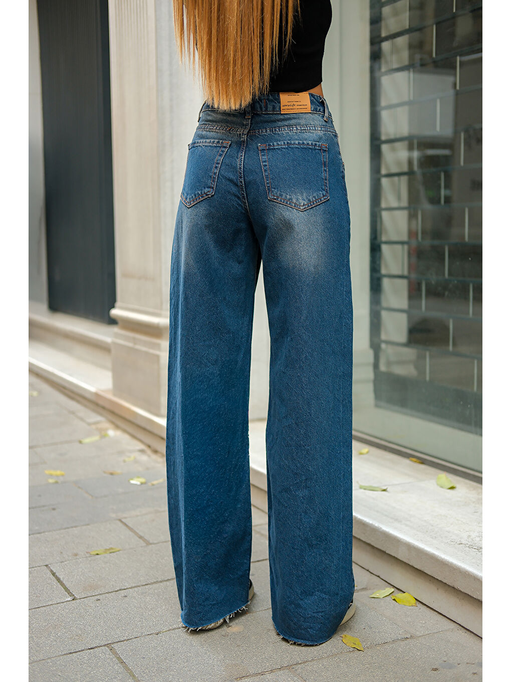 Kadın Palazzo Jean Pantolon Mavi-2