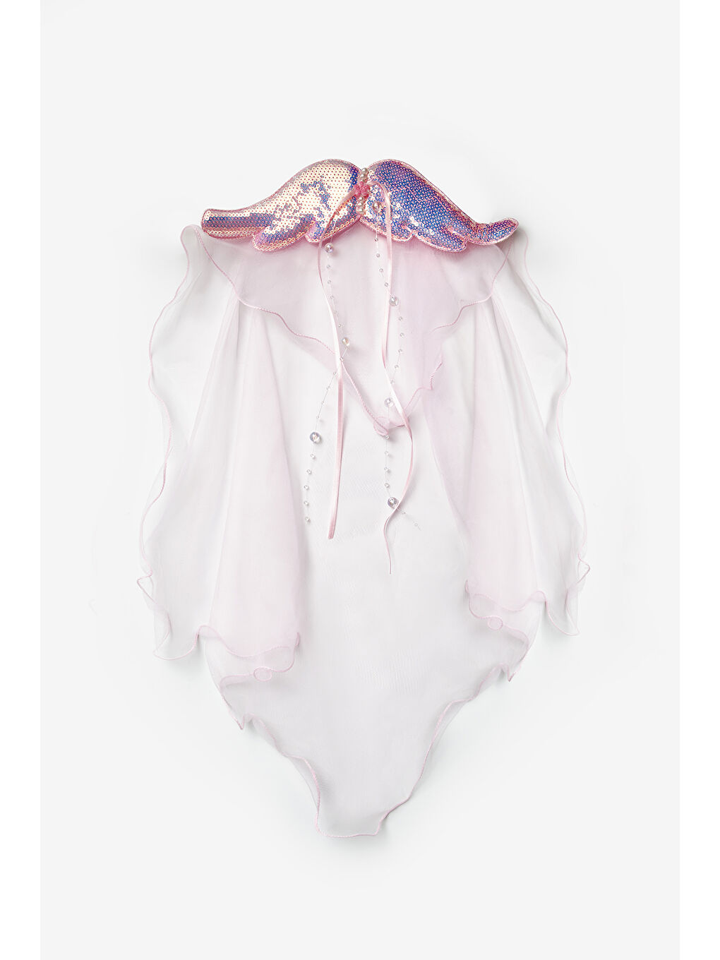 Pembe  Pullu İnci Detaylı Kanat Figür Kız Çocuk Klips Toka