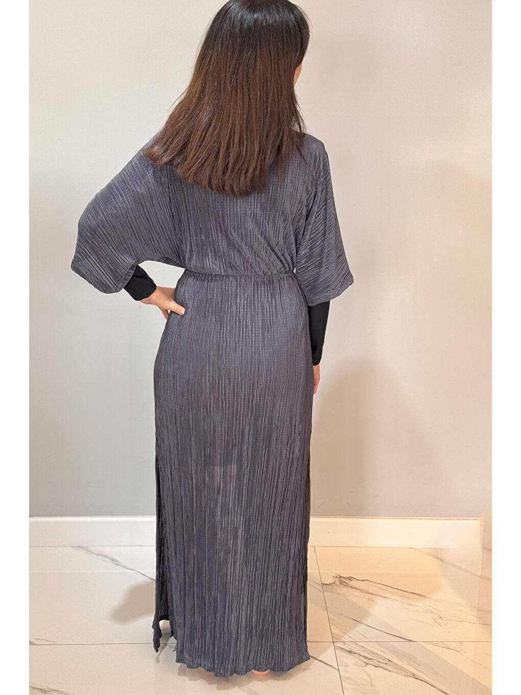 Piliseli Kimono Pareo Kaftan Bağlanabilir RPK004 Antrasit-2