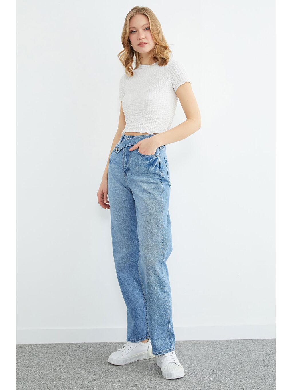 Mavi Beli Kemerli Palazzo Jean-2