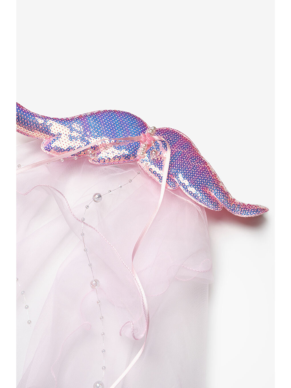 Pembe  Pullu İnci Detaylı Kanat Figür Kız Çocuk Klips Toka-1