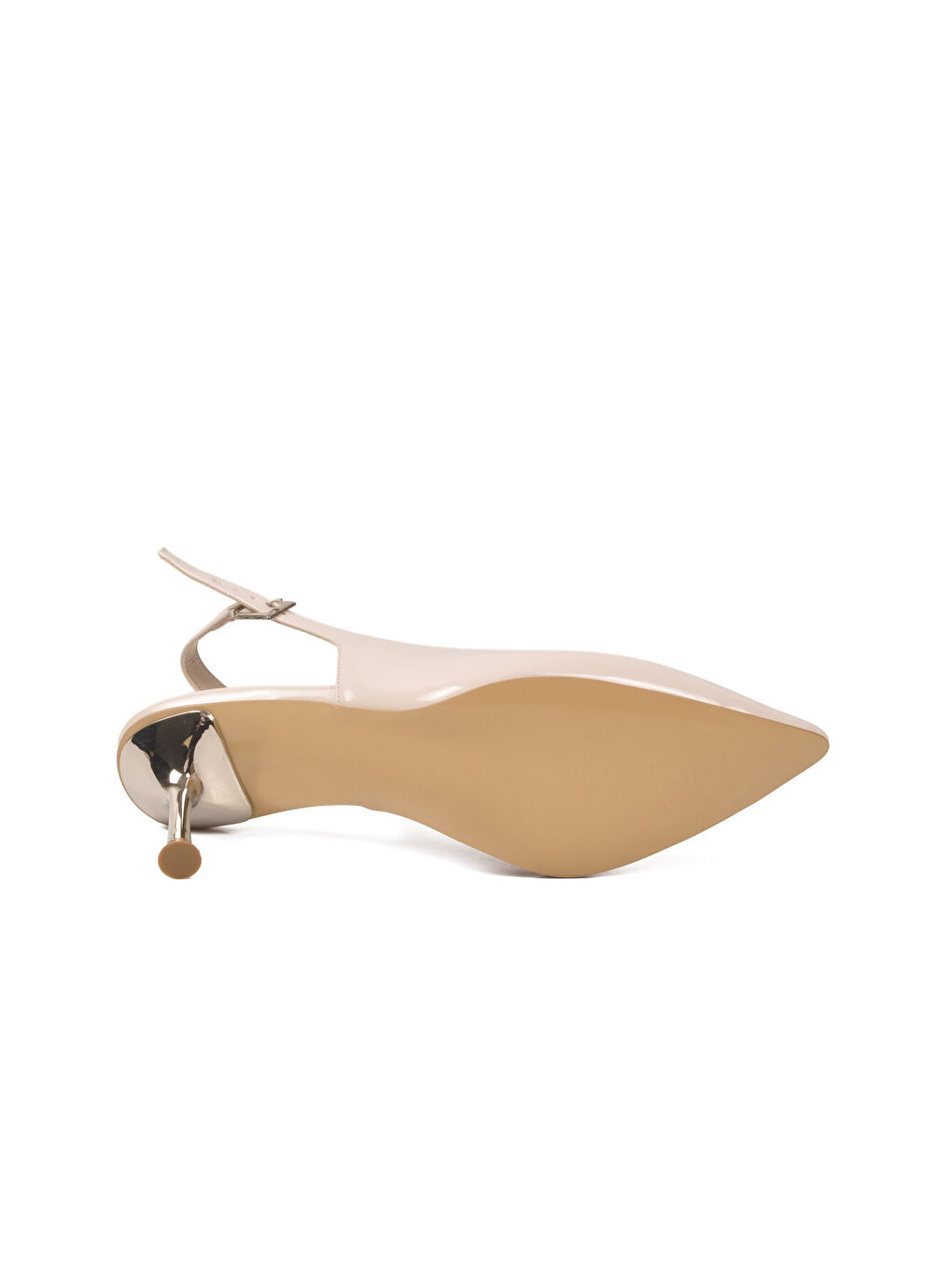 Bej Rugan Geniş Kalıp İnce Topuklu Kadın Abiye Ayakkabı 653122 Z-4