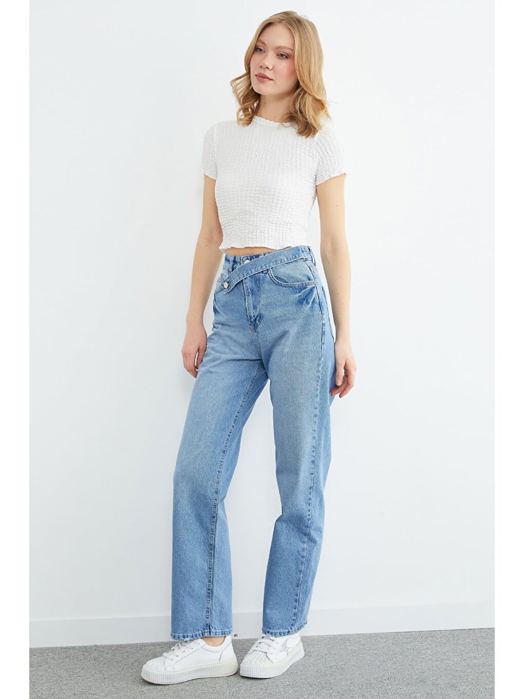 Mavi Beli Kemerli Palazzo Jean-3