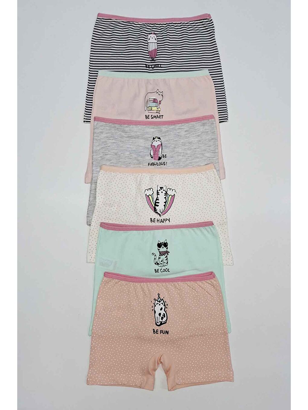 Ekru Kız Çocuk Pembe Pamuklu Boxer 6'lı Paket