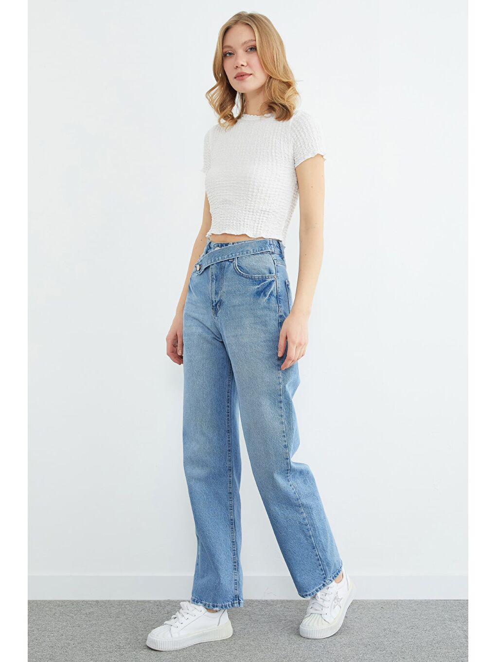 Mavi Beli Kemerli Palazzo Jean-4