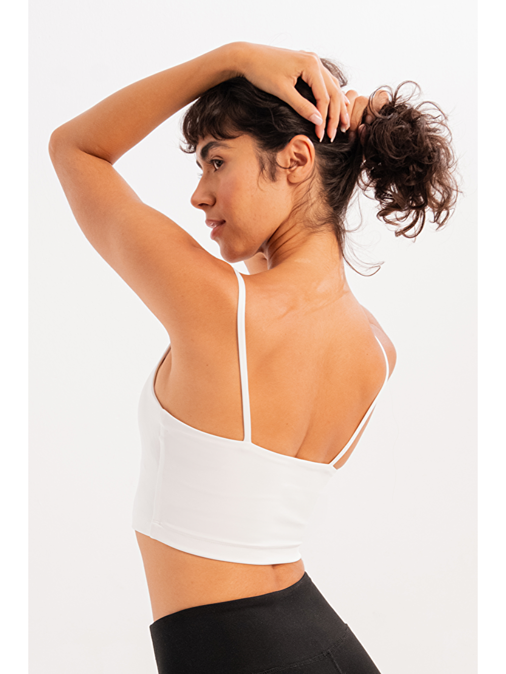 İnce Askılı Çıkarılabilir Pedli Bra Kadın Sporcu Sütyeni Spica Beyaz-1
