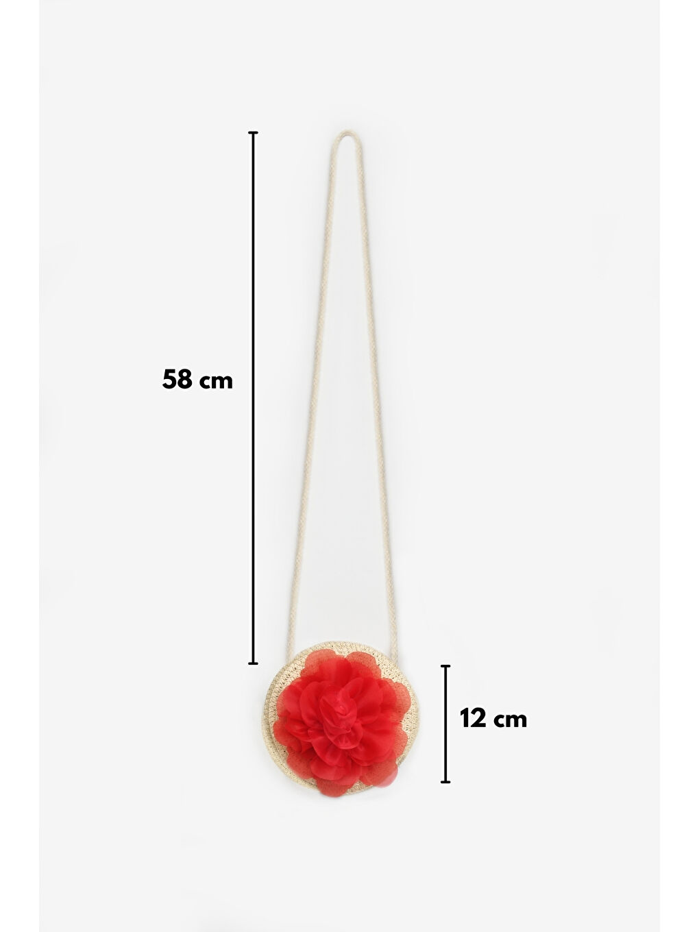 Kırmızı Gül Detaylı Kız Çocuk Hasır Çanta-2