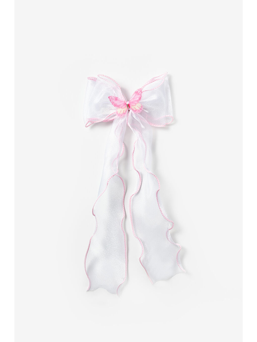 Pembe  Kelebek Figürlü Fiyonk Kız Çocuk Otomatik Toka