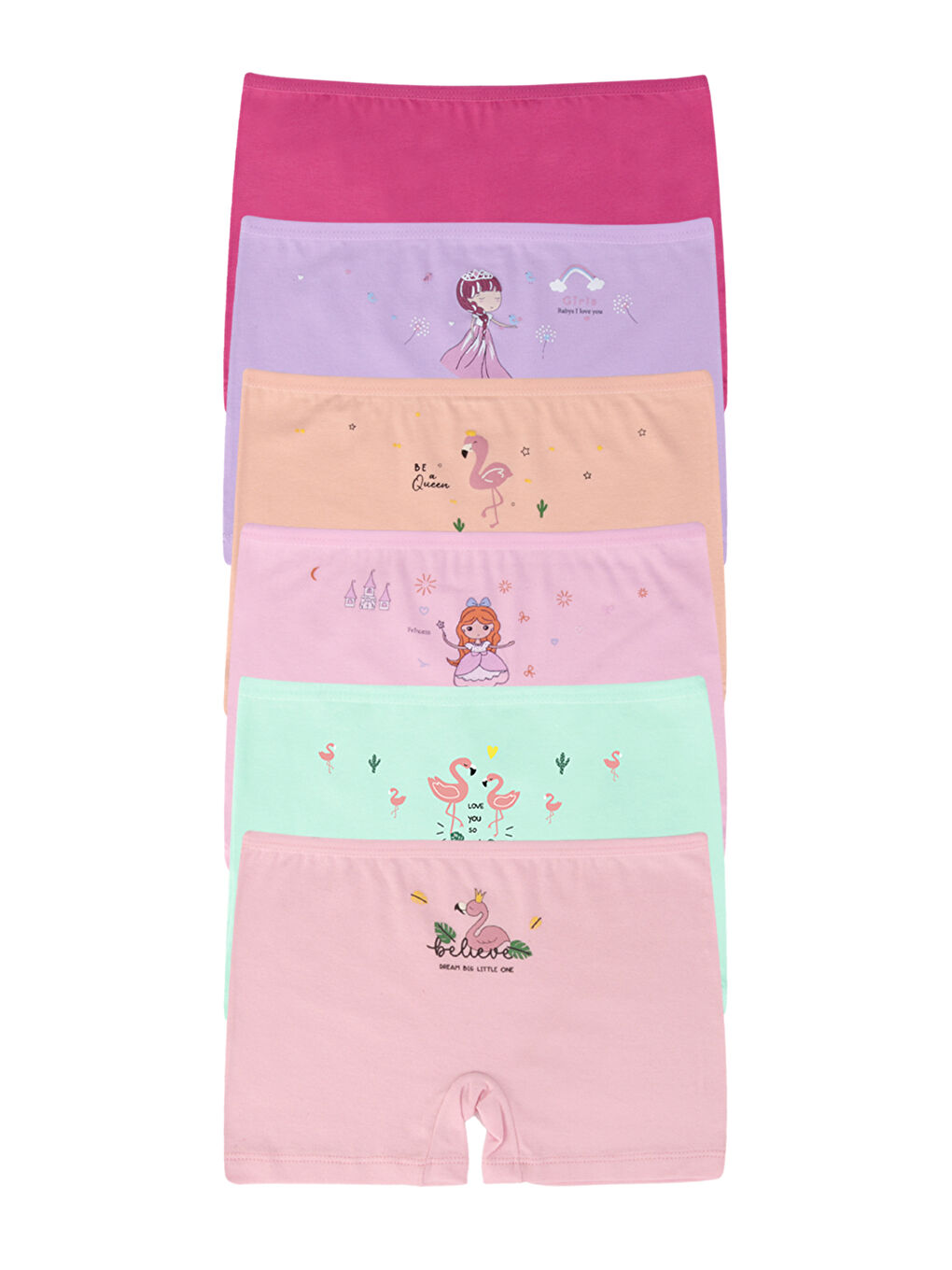 Kız Çocuk Pembe Pamuklu Boxer 6'lı Paket