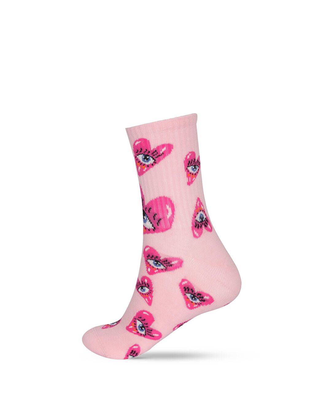Pembe Kadın Kalpli 3'Lü Kutulu Soket Çorap-5