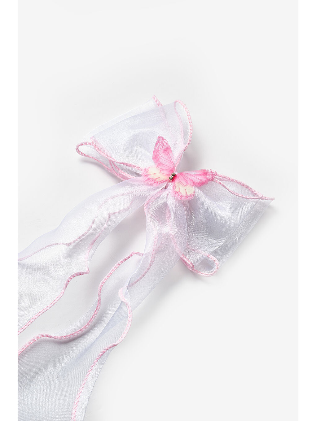 Pembe  Kelebek Figürlü Fiyonk Kız Çocuk Otomatik Toka-1